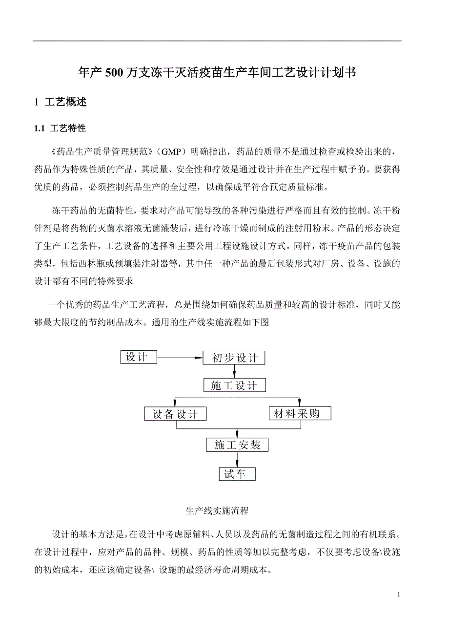 年产500万支冻干灭活疫苗生产车间工艺设计计划书_第1页