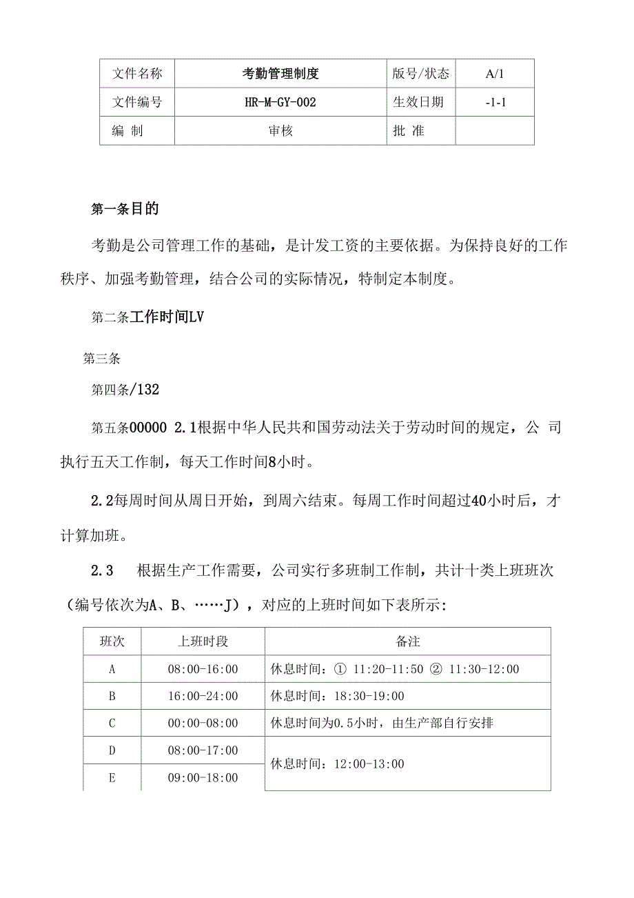 考勤管理制度整理版_第1页