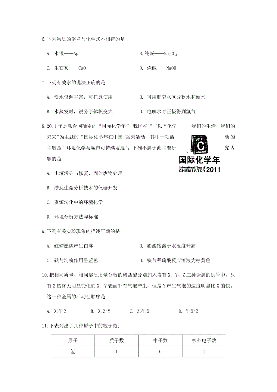 2011年辽宁省沈阳市中考化学试题_第2页