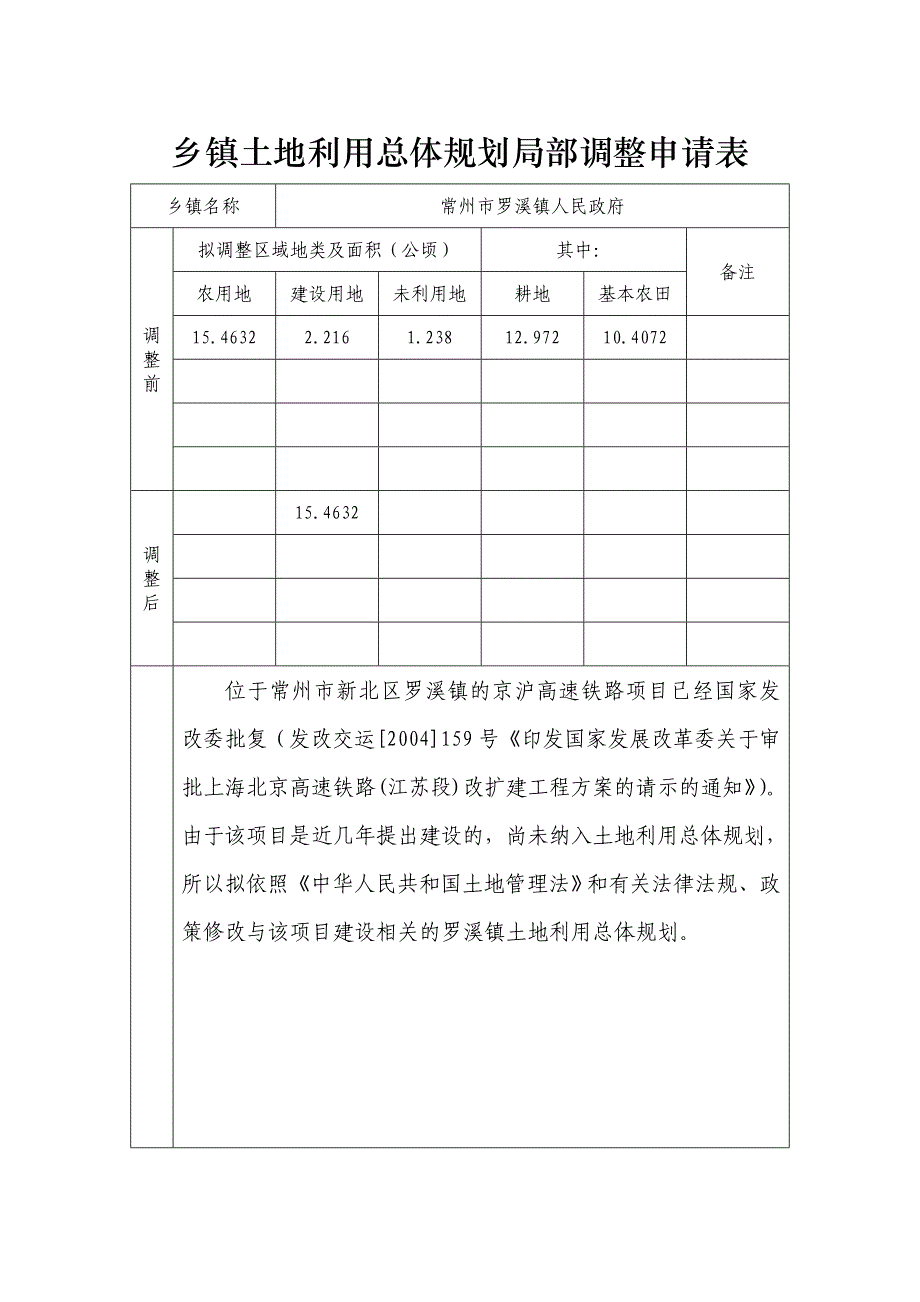 乡镇土地利用总体规划局部调整申请表_第3页