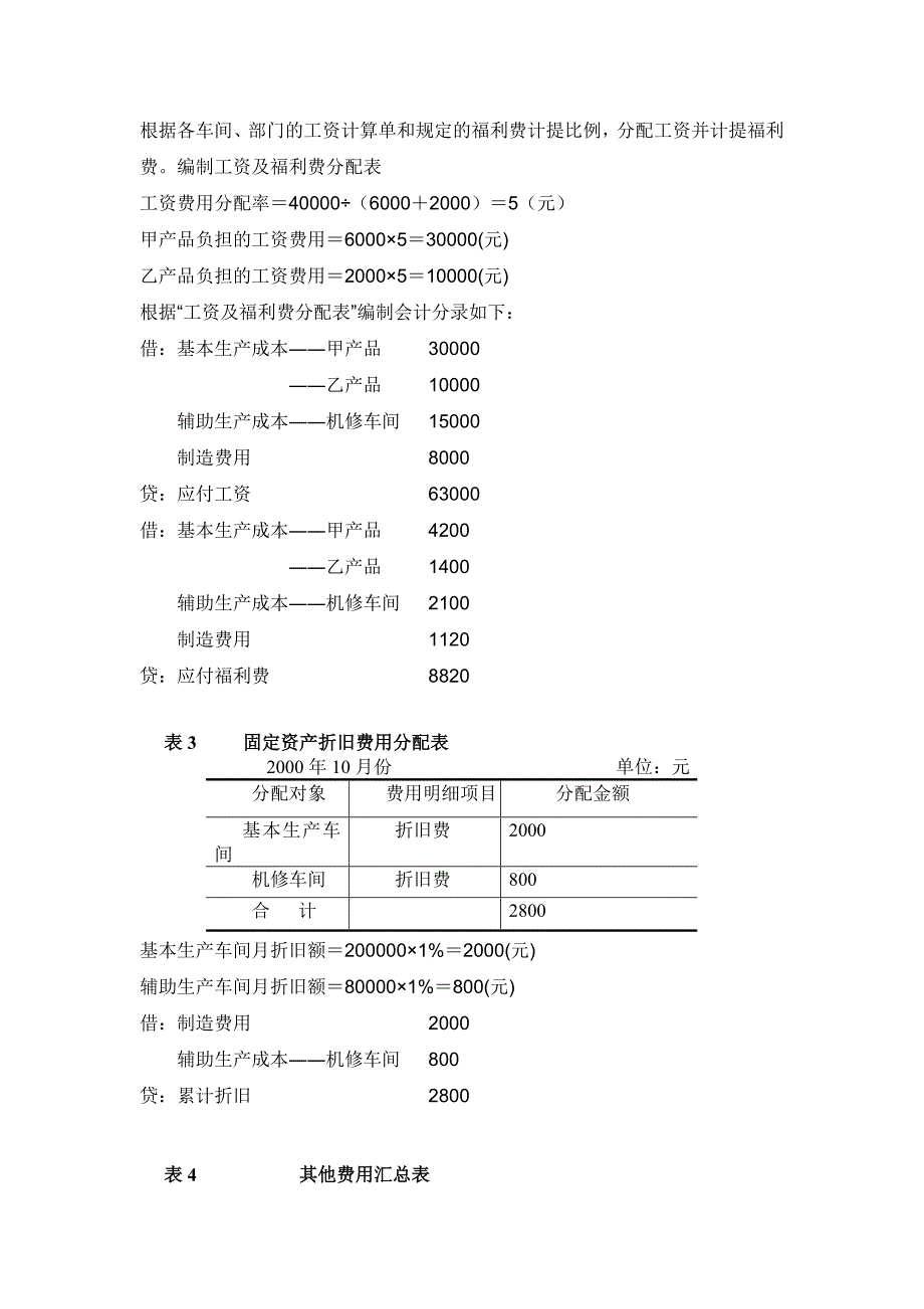 13年春电大成本会计网上形考任务3题及答案_第4页