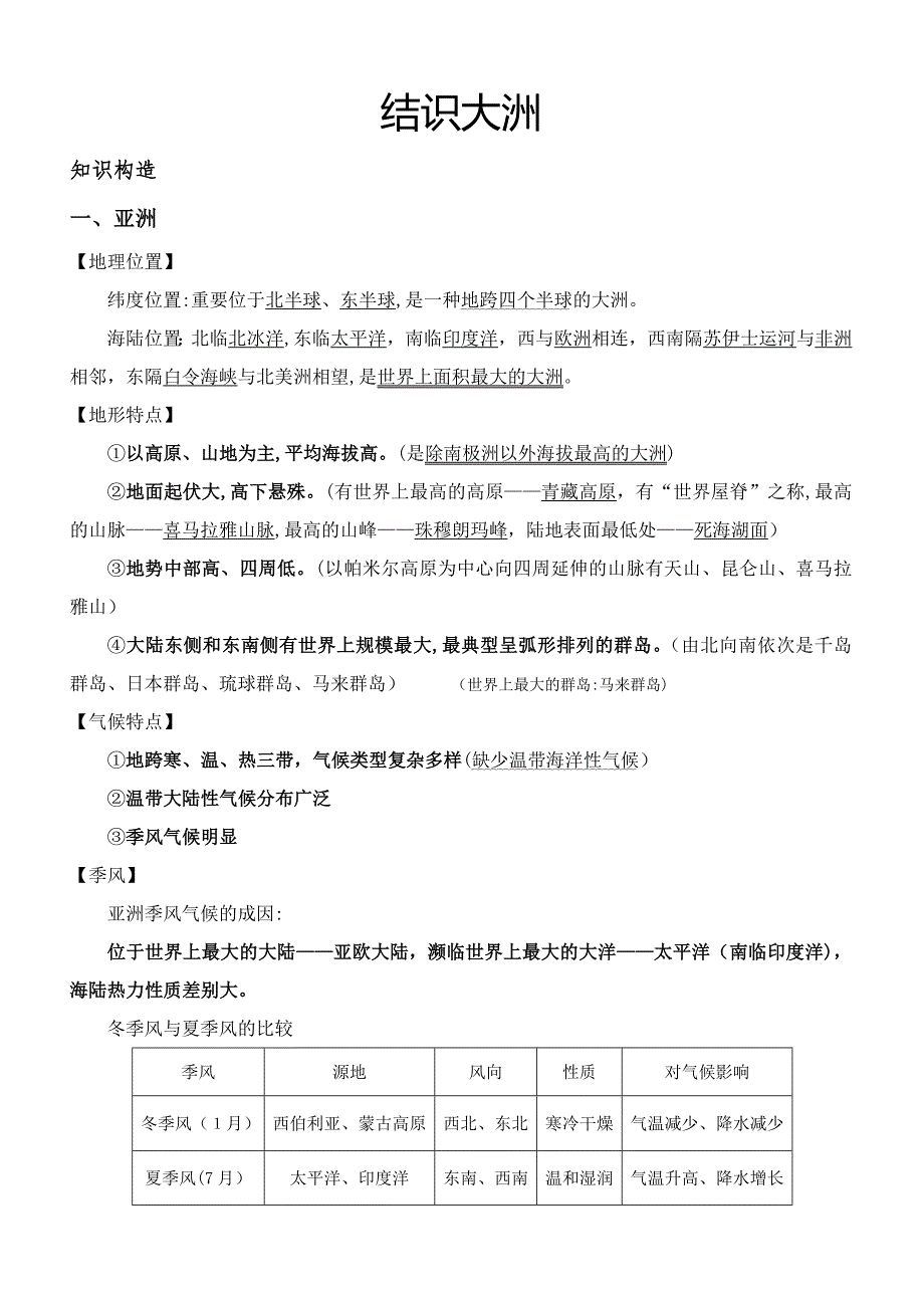 初一地理认识大洲复习_第1页