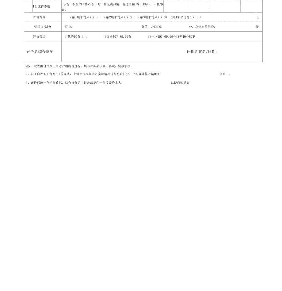 员工绩效考核表模板_第5页