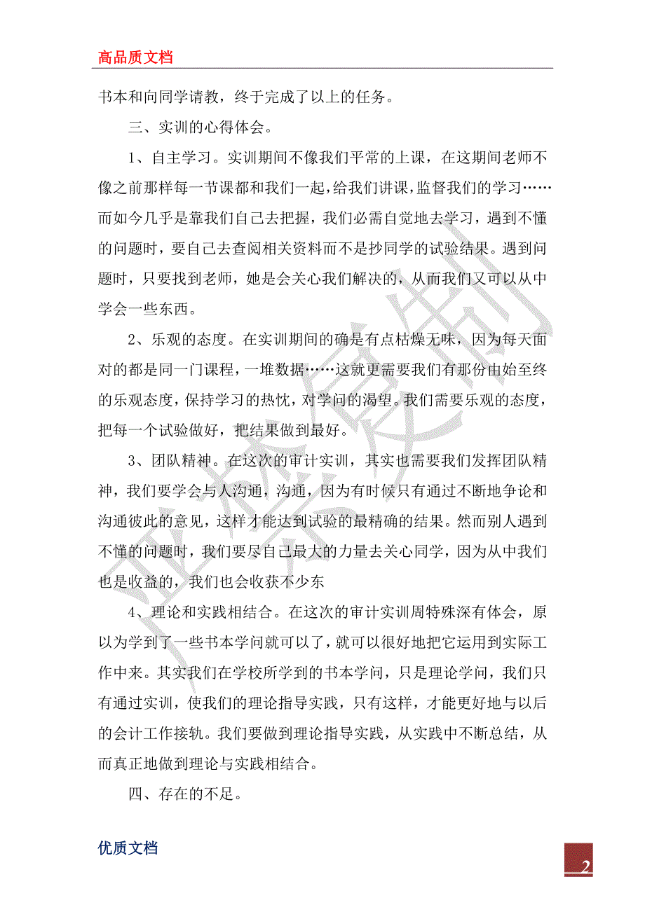 2022年关于审计实训心得体会范文5篇_第2页