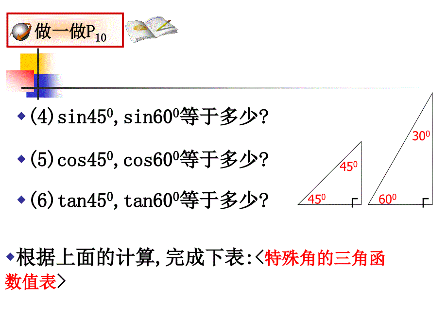 1230度,45度,60度角的三角函数值(我的课件)_第4页