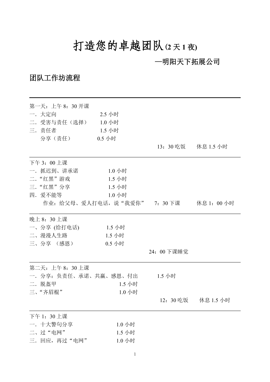 拓展训练：教练技术第一阶段导师讲义69页(版本十二团训2天1夜》_第1页