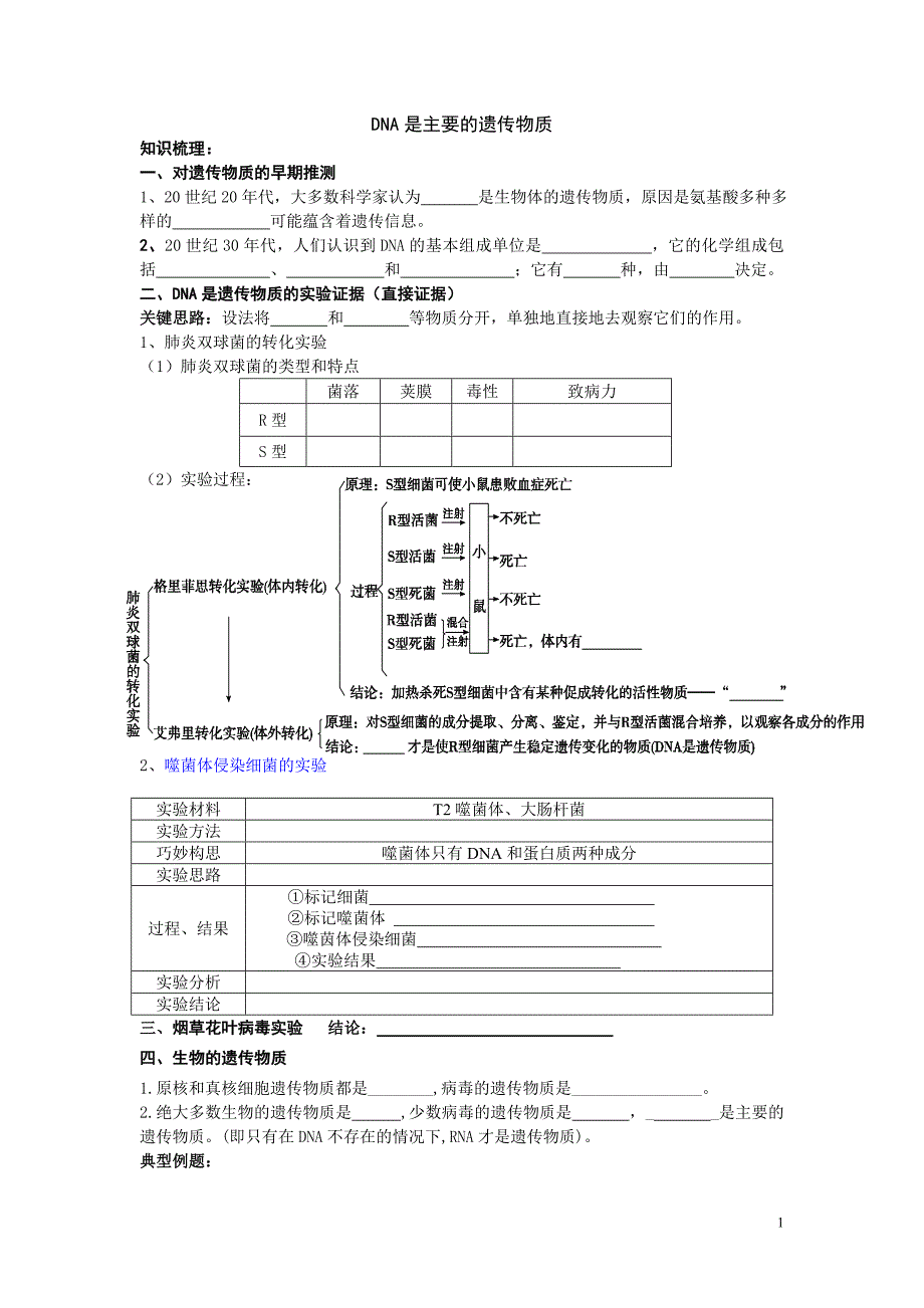 高一生物《DNA是主要的遗传物质》练习题_第1页