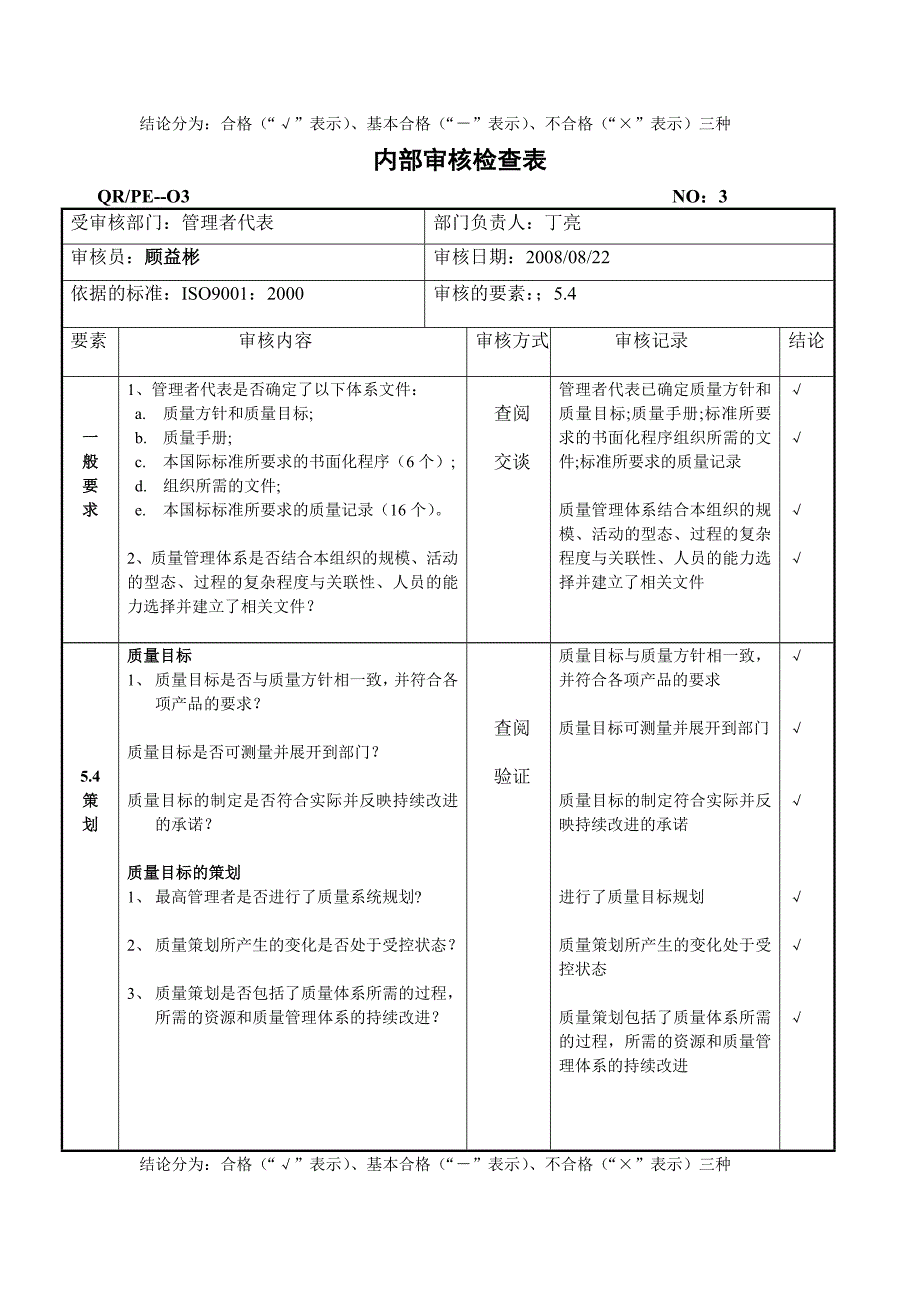 内部质量审核检查记录表_第3页