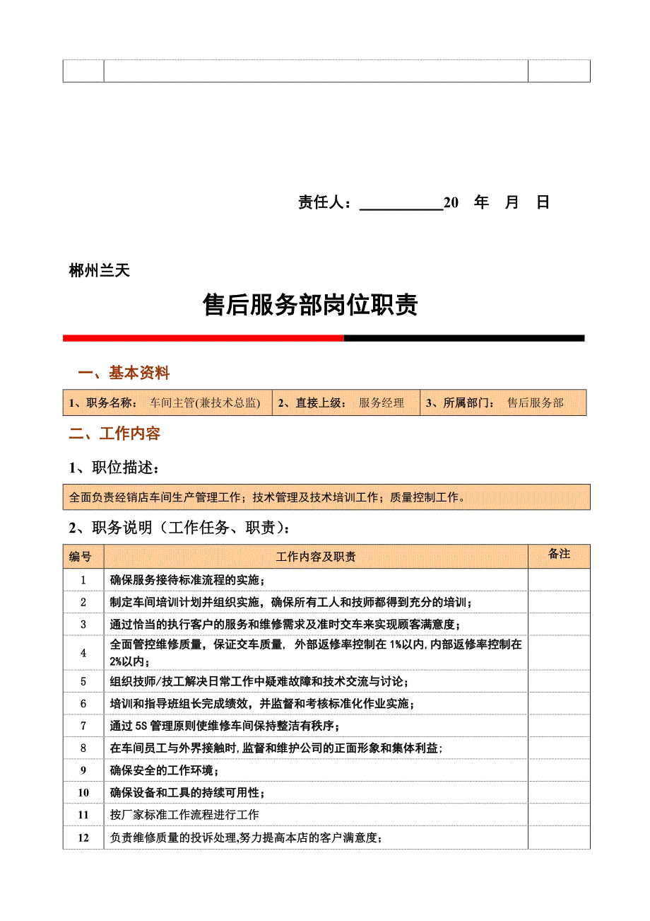 汽车4S店售后服务---岗位职责汇编-最新.doc_第2页