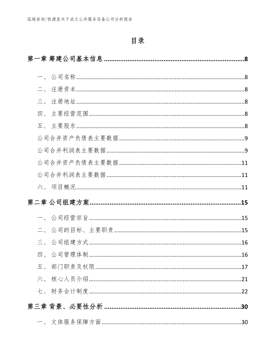 弥渡县关于成立公共服务设备公司分析报告【模板】_第2页