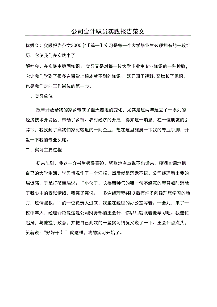 公司会计职员实践报告范文_第1页