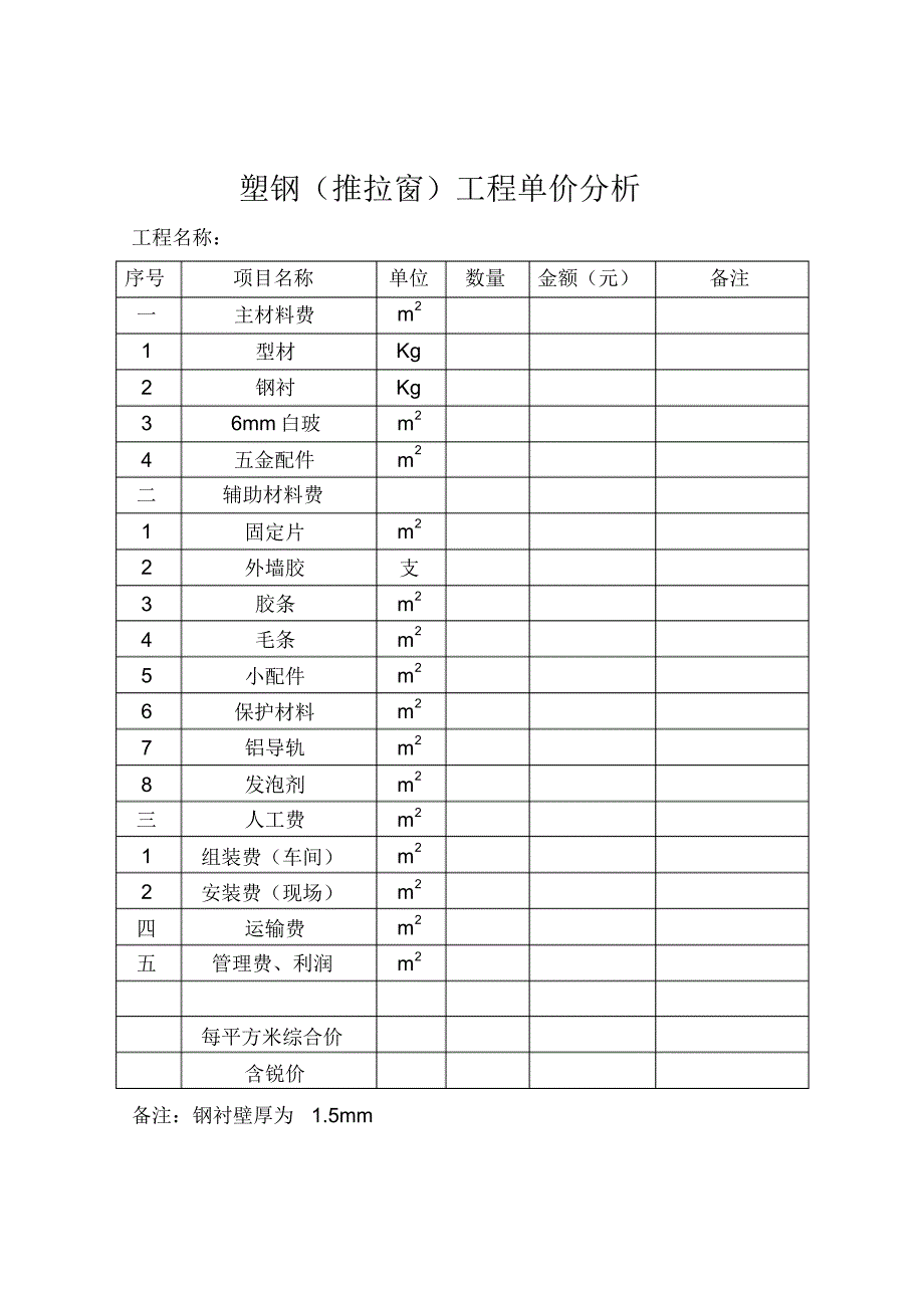 塑钢门窗工程报价表_第3页