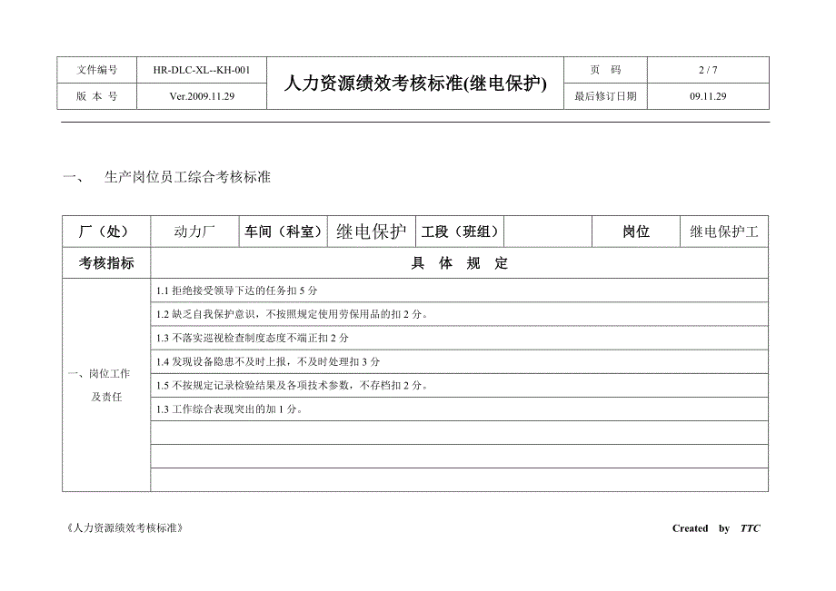 TTC人力资源绩效考核标准(继电保护)_第2页