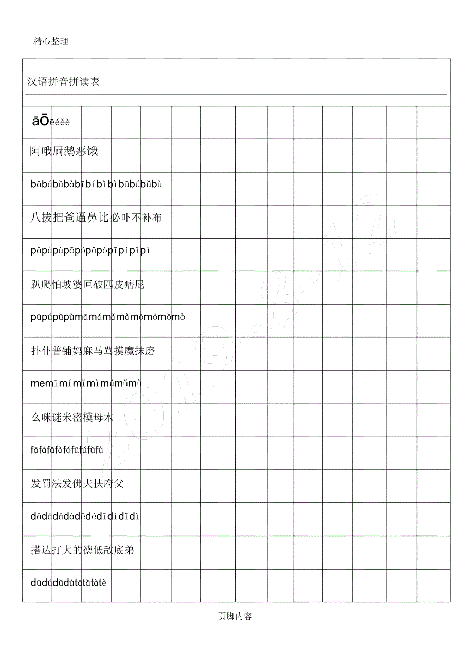 汉语拼音拼读表格模板.doc_第1页