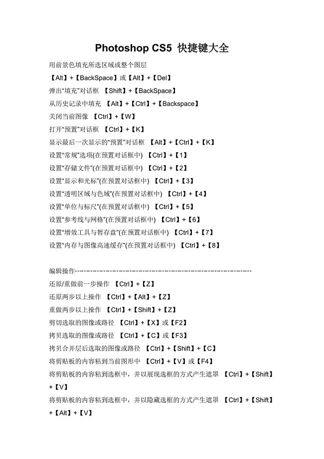 Photoshop CS5 快捷键大全.doc