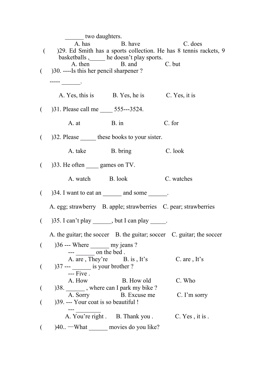 英语七年级(上)期末检测题.doc_第4页