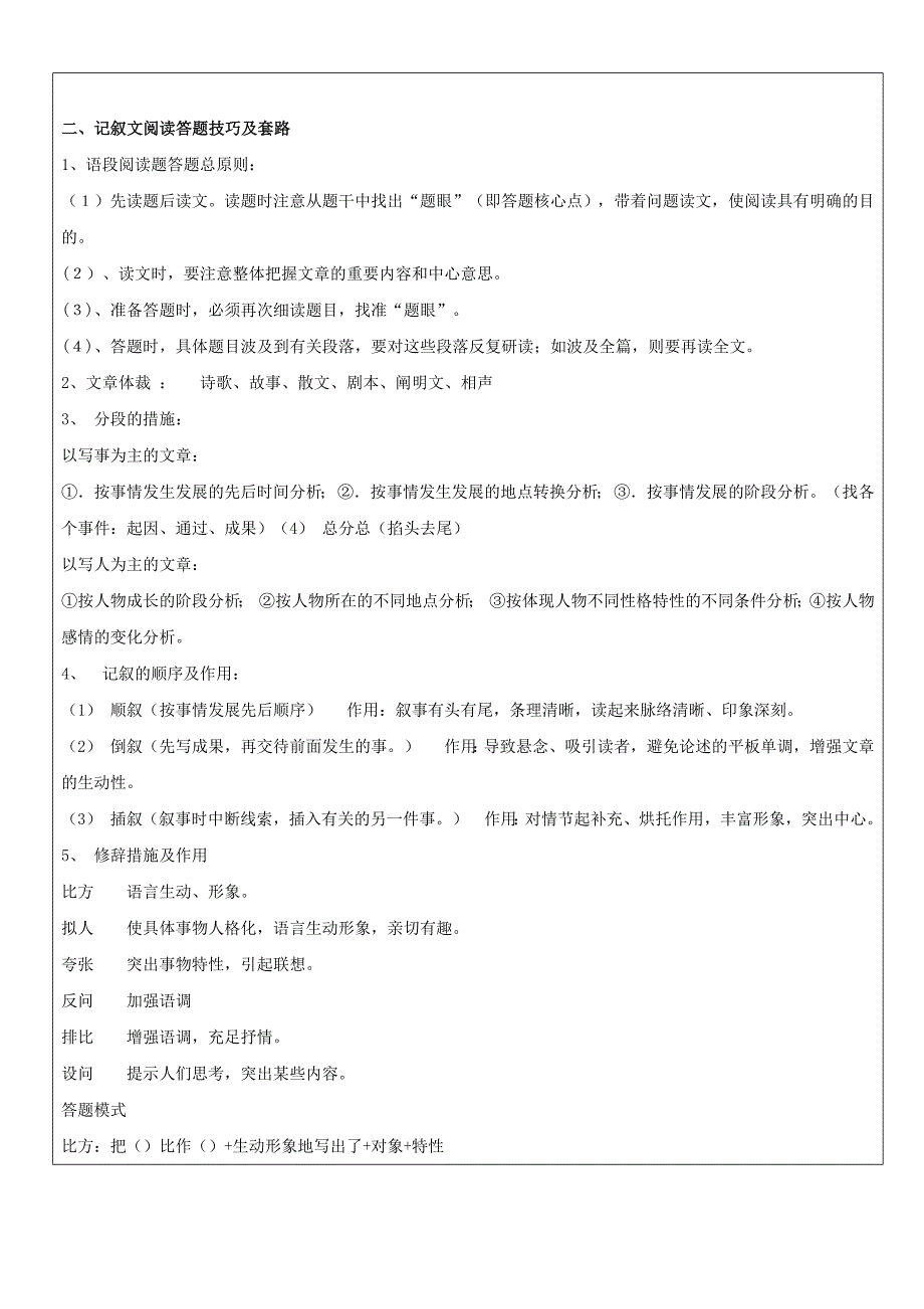 小学记叙文阅读理解教案_第2页