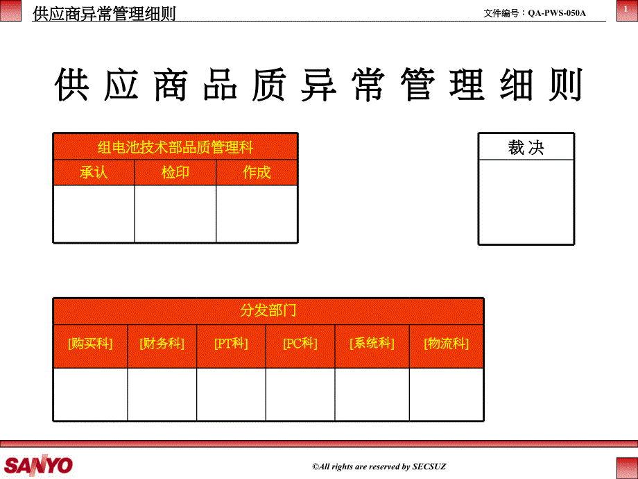 SANYAN 供应商品质异常管理细则_第1页