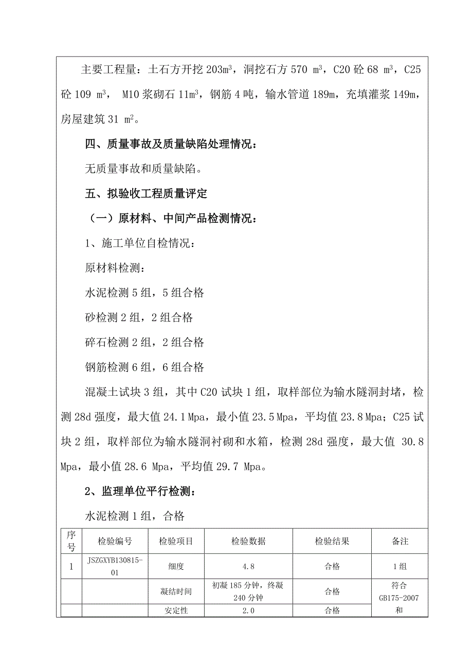 输水工程分部验收鉴定书_第4页