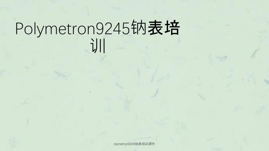 olymetron9245钠表培训课件_第1页