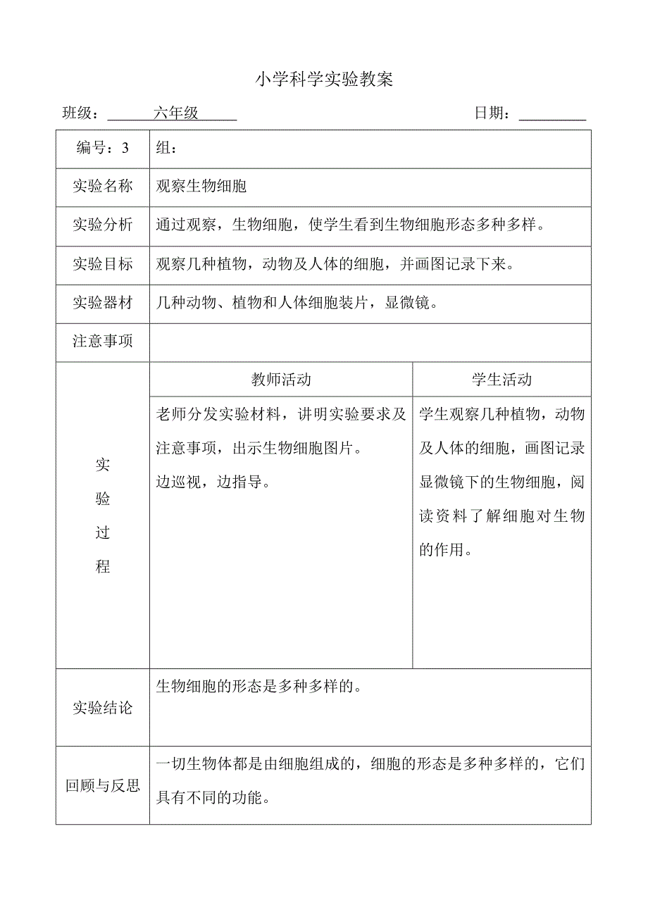 新科教版下册科学实验教案六年级_第3页