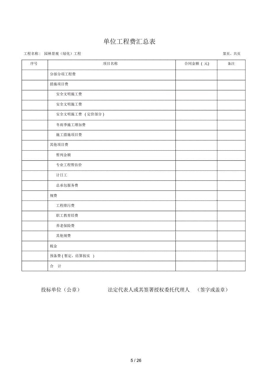 松雅湖北部园林景观沿松雅河景观工程工程量清单_第5页