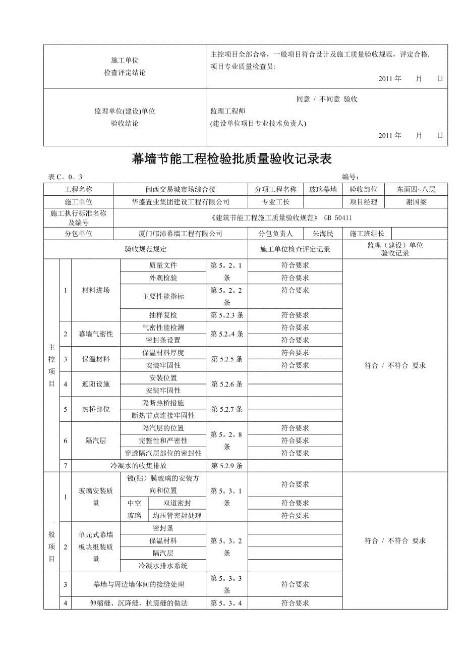 幕墙节能工程检验批质量验收记录表_第5页