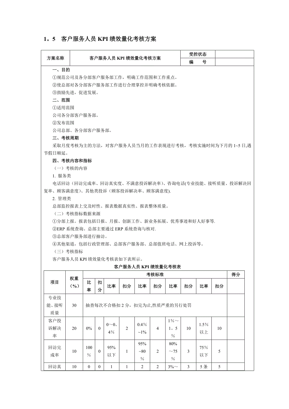 客户服务人员KPI绩效量化考核_第4页