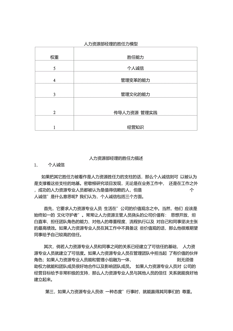 人力资源部经理的胜任力模型_第1页