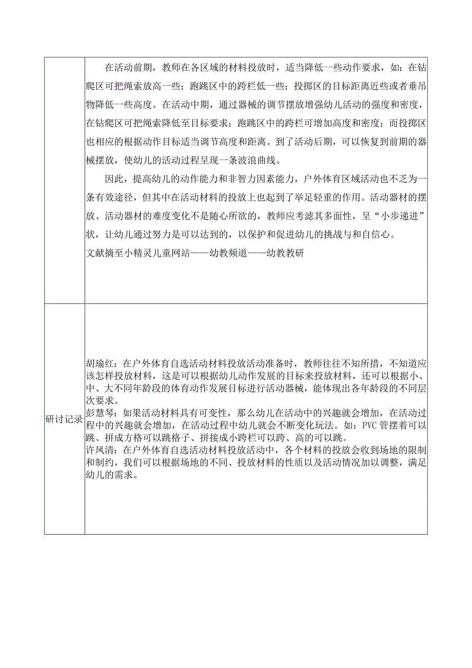 幼儿园户外体育自选活动材料投放的实践与研究课题组学习记录表.doc_第3页