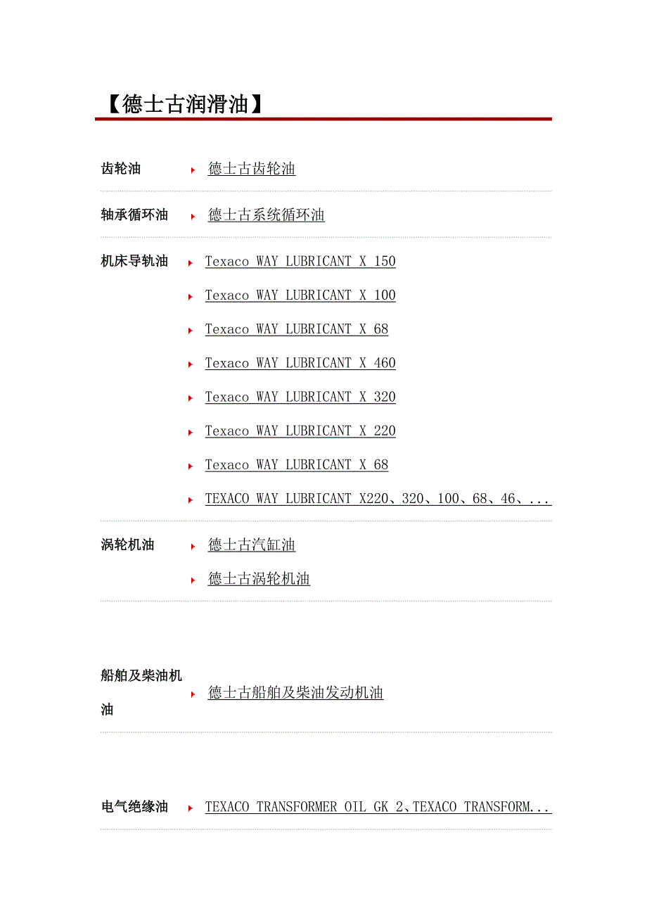 德士古润滑油总汇_第1页