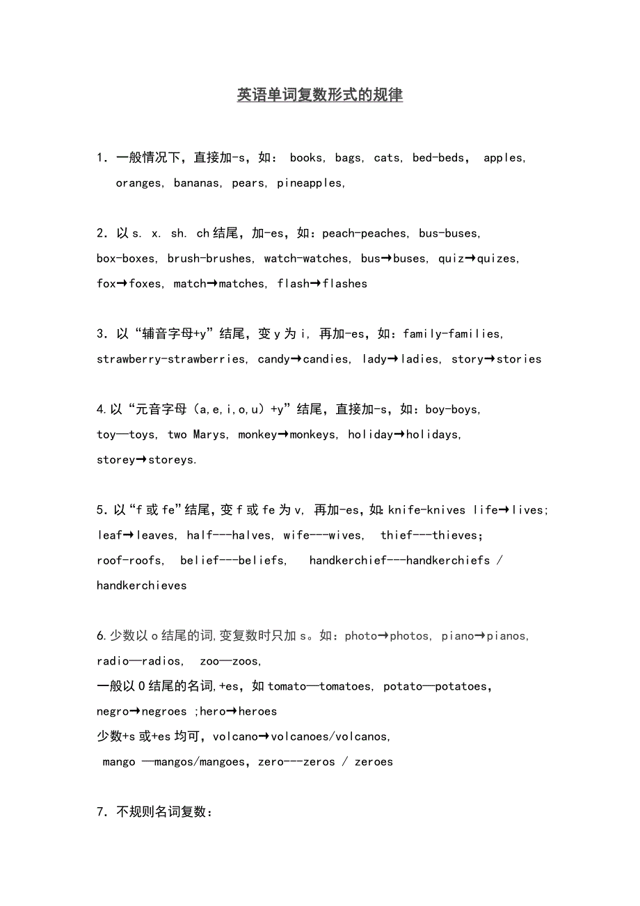 英语单词复数形式的规律_第1页