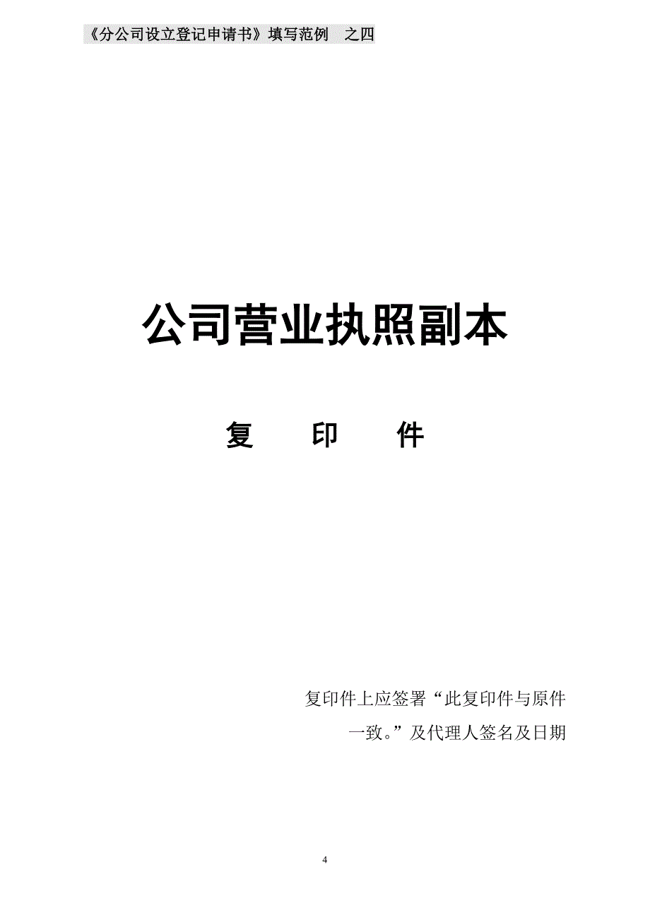 分公司设立登记申请书填写范例_第4页