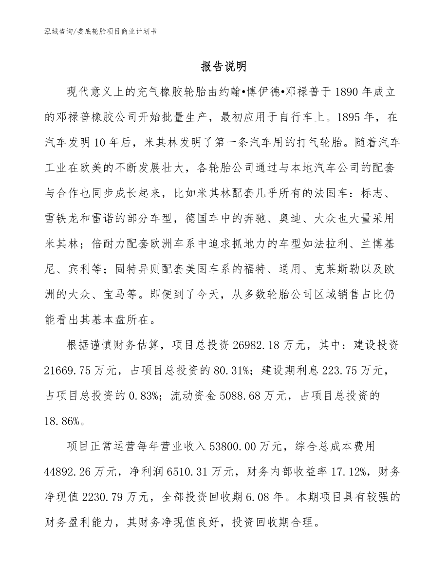 娄底轮胎项目商业计划书范文_第2页