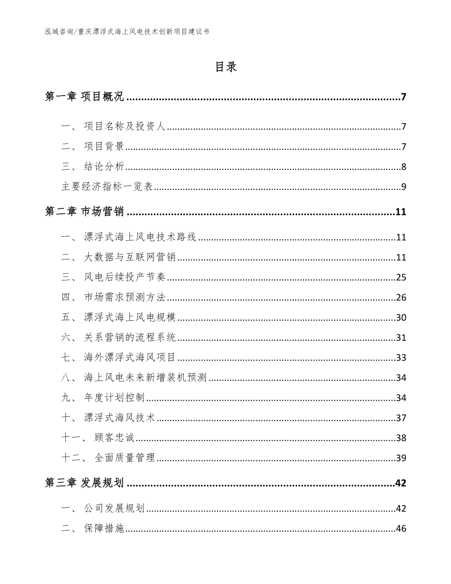 重庆漂浮式海上风电技术创新项目建议书（模板）_第1页
