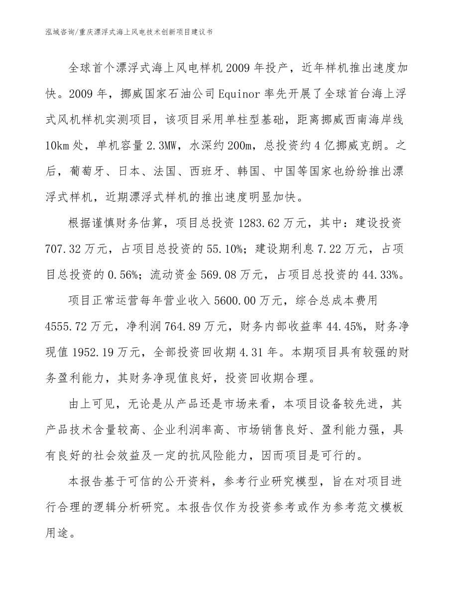 重庆漂浮式海上风电技术创新项目建议书（模板）_第5页