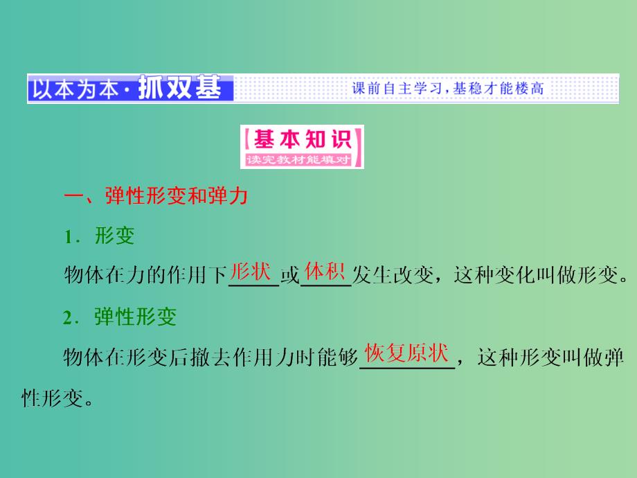 山东省专用2018-2019学年高中物理第三章相互作用第2节弹力课件新人教版必修1 .ppt_第2页