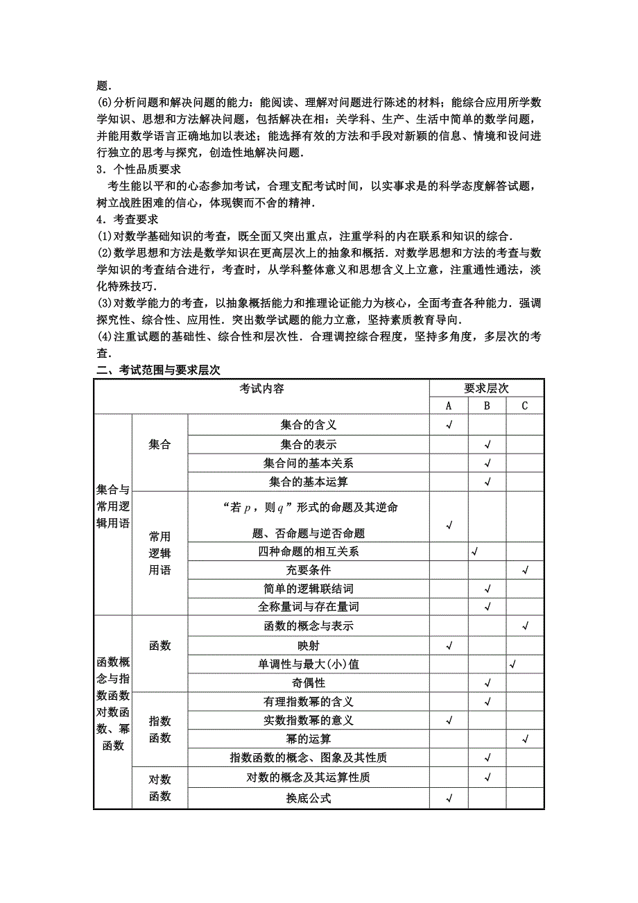 北京市2014年高考数学(理科)考试说明_第2页