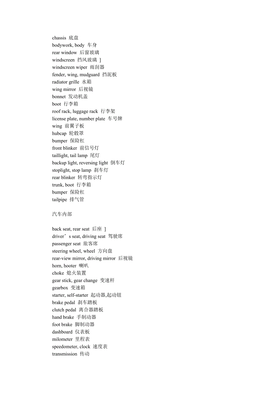 各种汽车及汽车部件的英语词汇_第2页