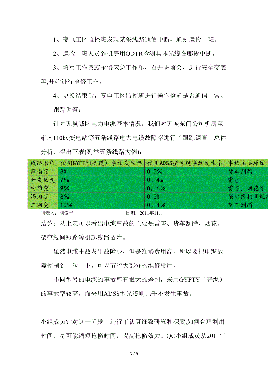 降低无城东门电力光缆故障率_第3页