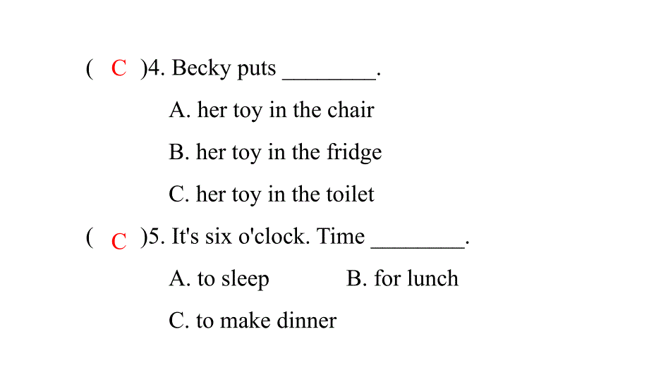 六年级上册英语习题课件-Unit 1 lesson 6 Baby Becky at Home 冀教版(共23张PPT)_第4页