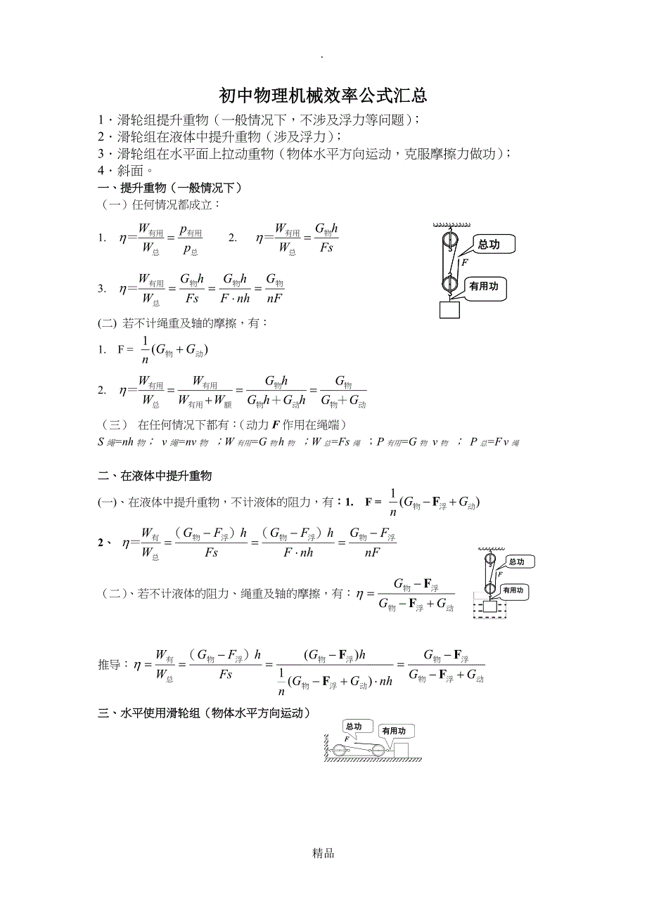 初中机械效率公式汇总_第1页