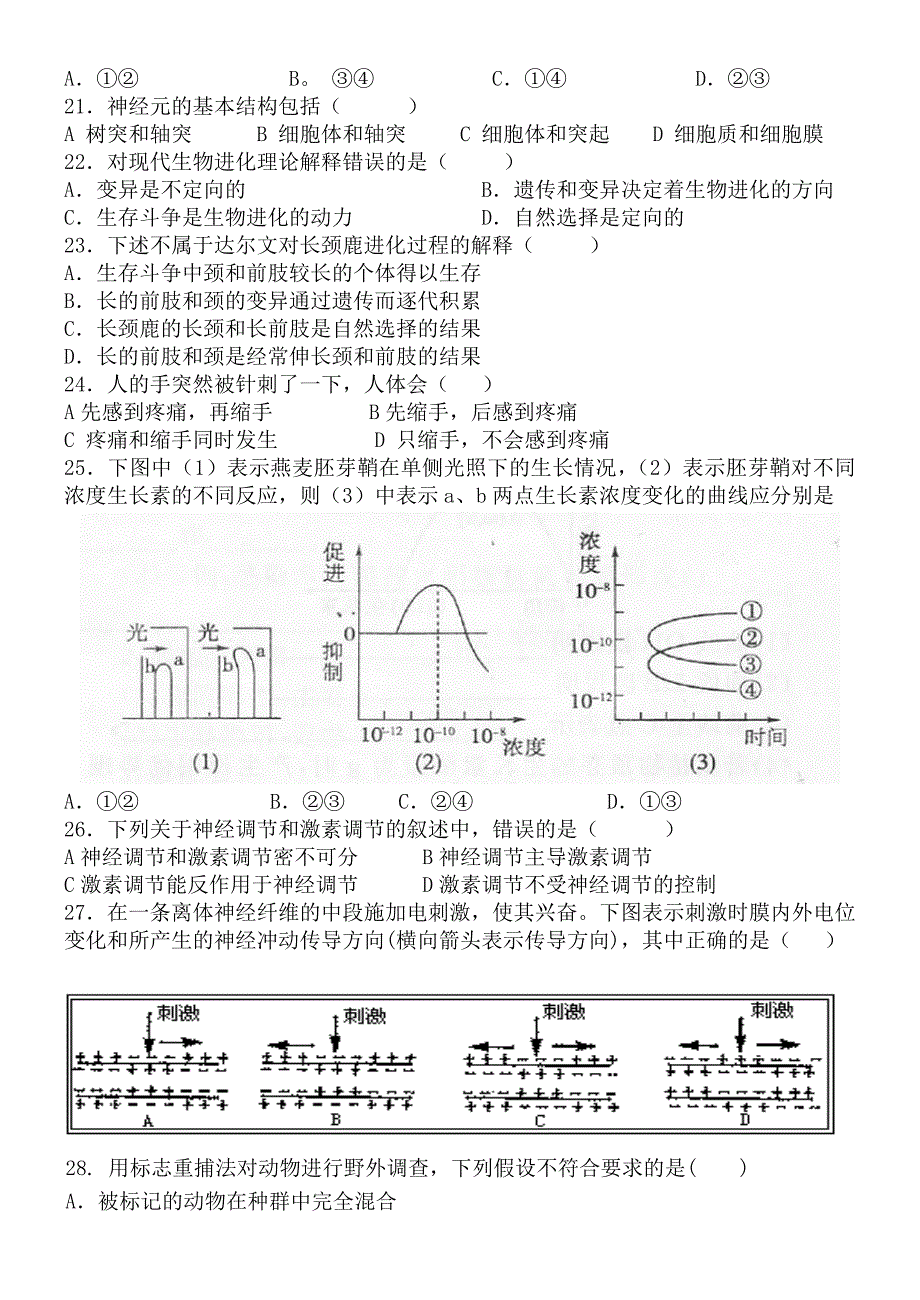 尼尔基一中2014-2015学年高二上学期期中考试生物试题).doc_第3页