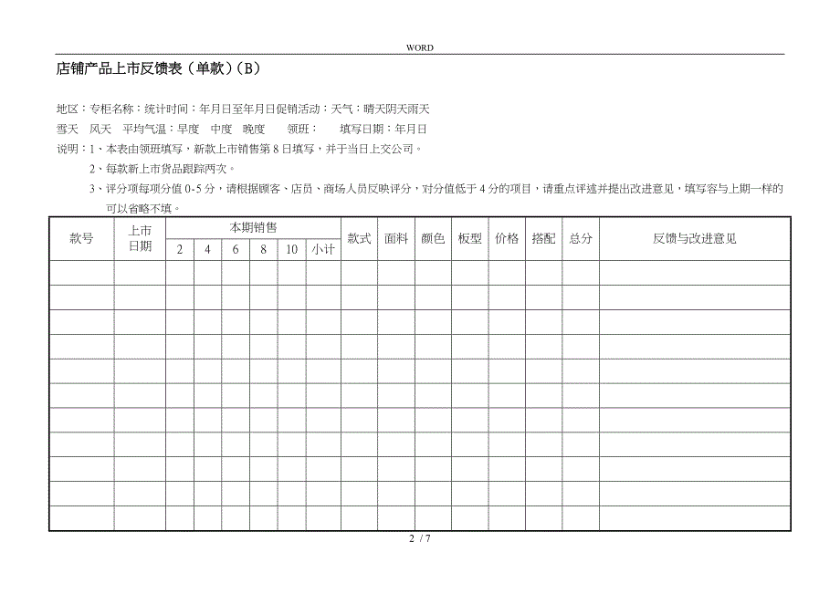 店铺营运数据分析管理相关表格模板_第2页