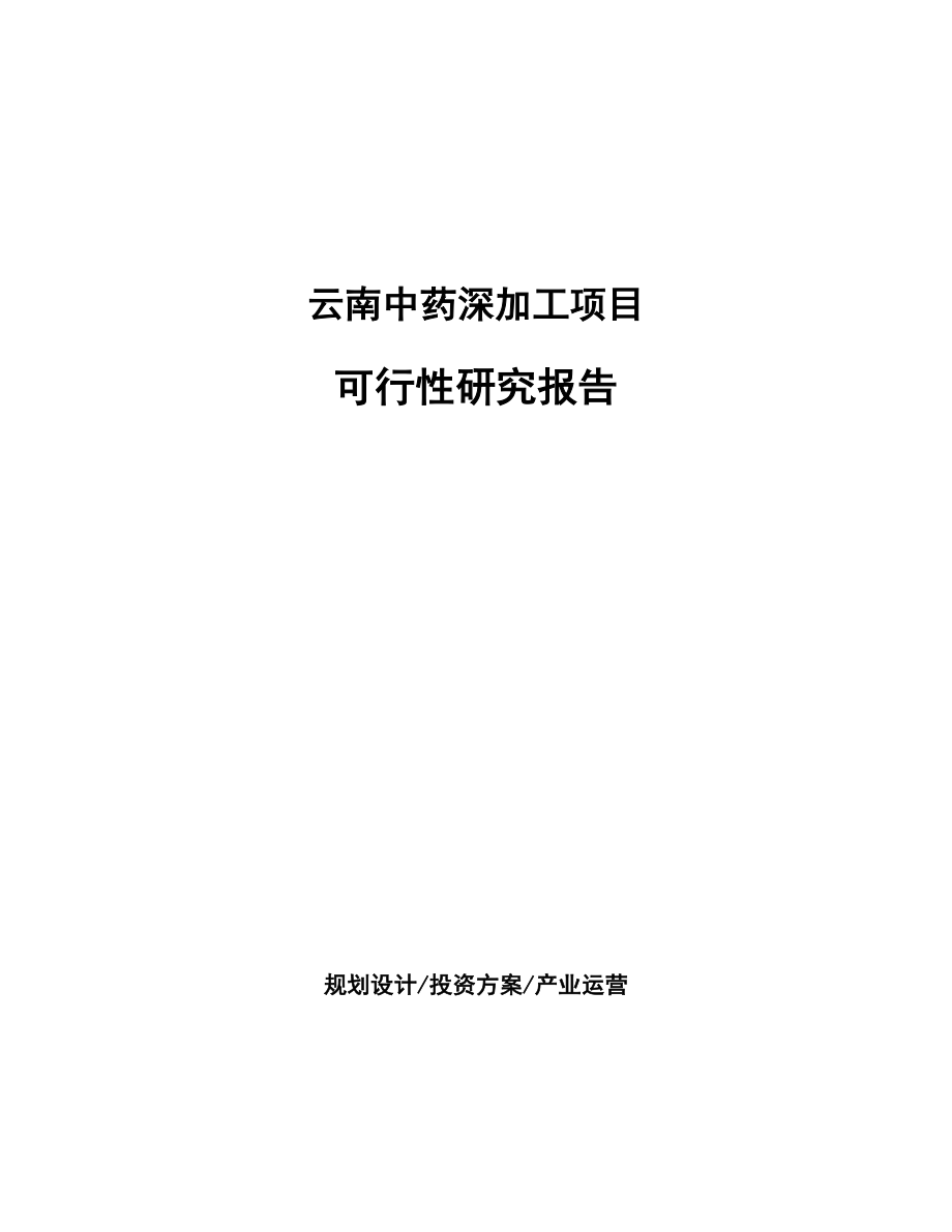 云南中药深加工项目可行性研究报告-(1)_第1页