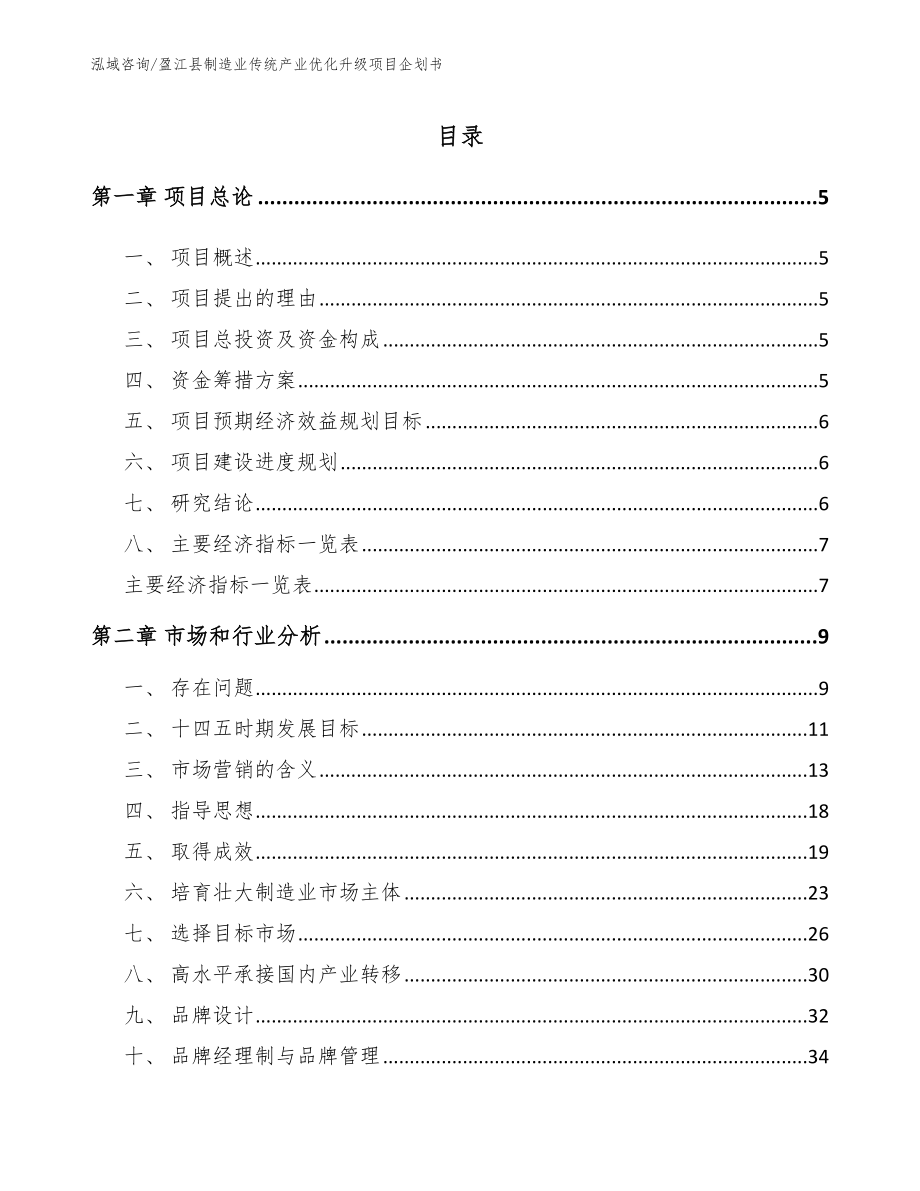 盈江县制造业传统产业优化升级项目企划书（模板）_第1页