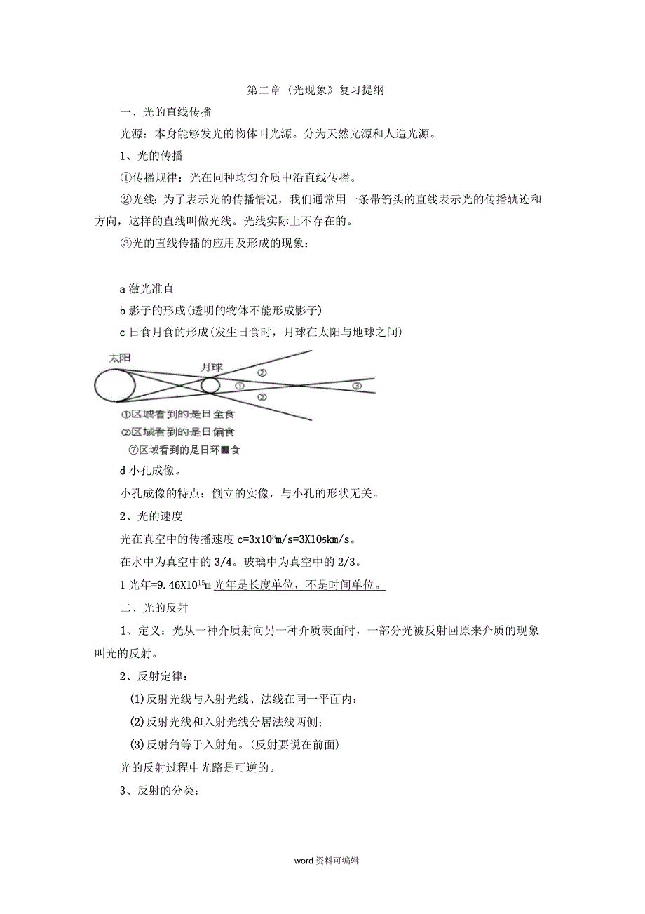 初中物理光学复习提纲_第1页