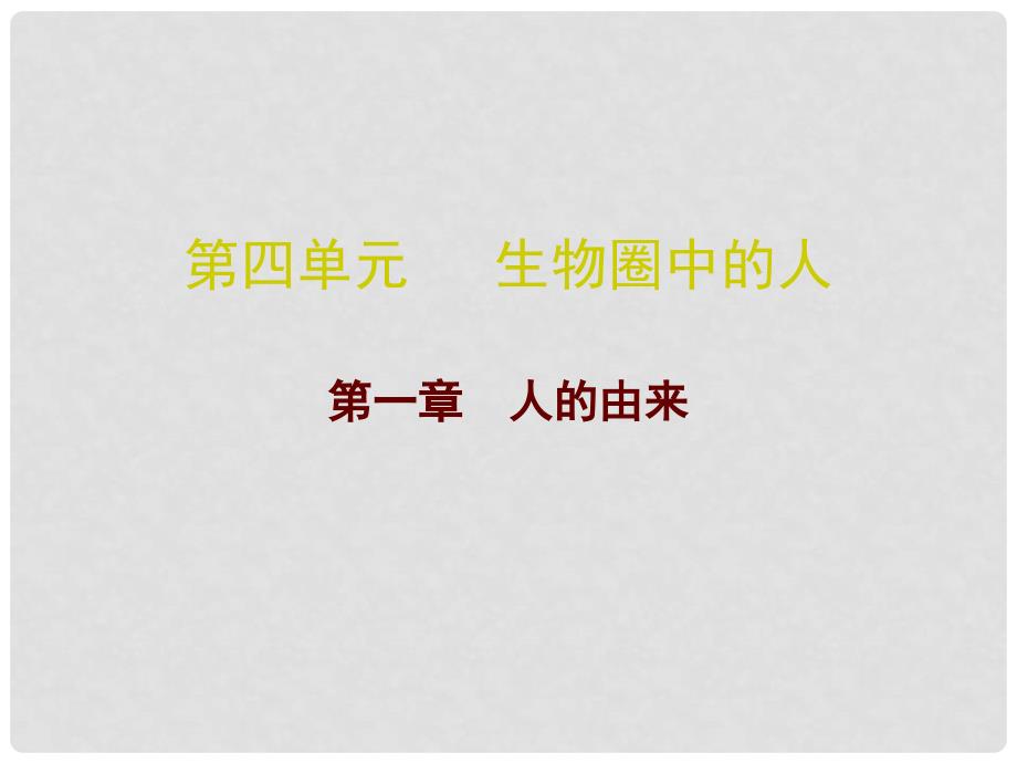 广东省中考生物 第四单元 第一章 人的由来复习课件_第1页