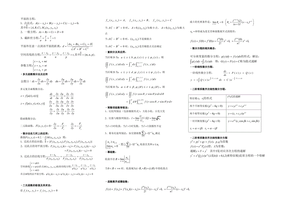 高等数学简明实用公式集锦_第2页