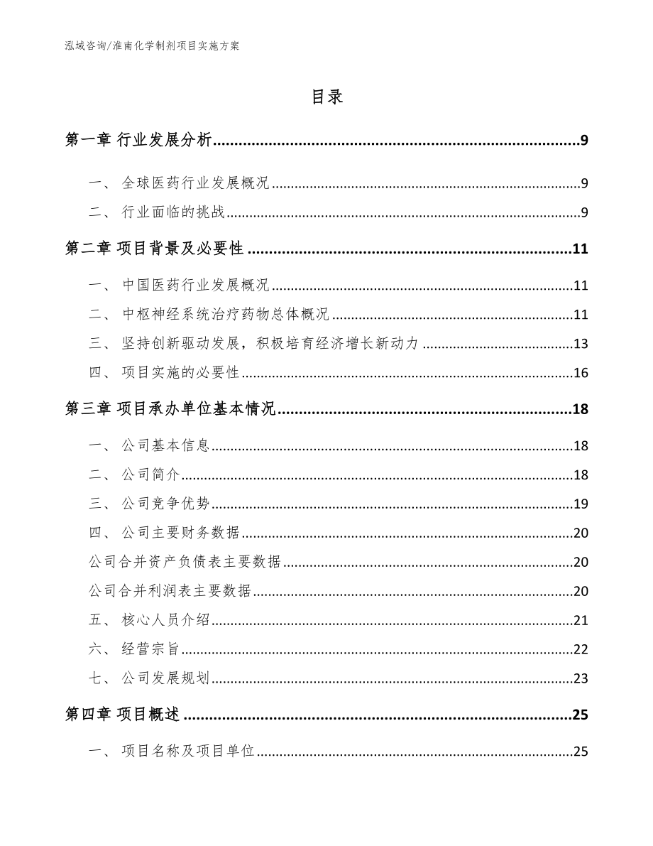 淮南化学制剂项目实施方案_模板_第2页